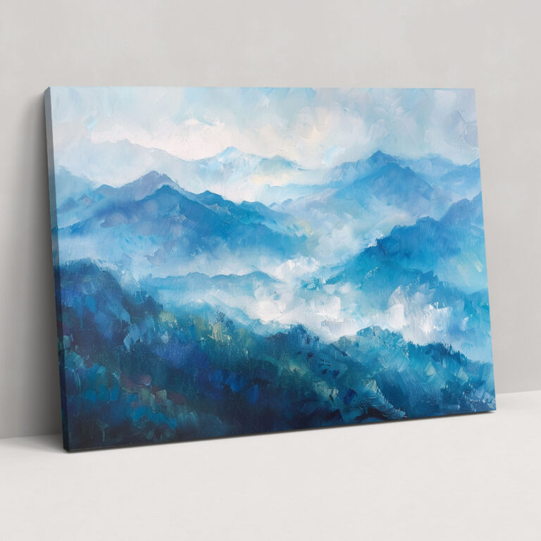 Impressionism Morning Mist Over Mountains Canvas Print - Impressionism, Canvas, Canvas Print, Canvas Wall Art