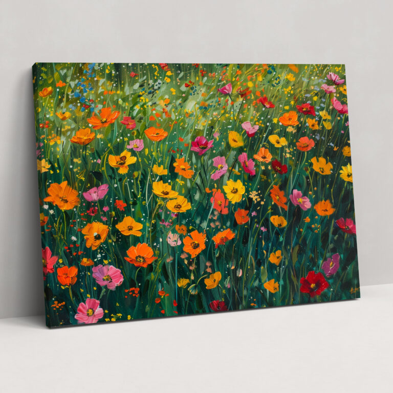 Impressionism Field Of Colorful Flowers Canvas Print - Impressionism, Wall Art, Canvas Wall Art, Home Decoration