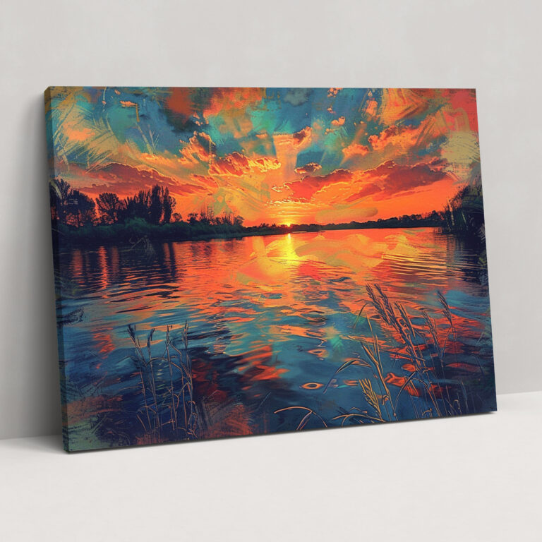 Impressionism Sunset Lake Wall Art - Impressionism, Wall Art, Home Decoration, Impressionism