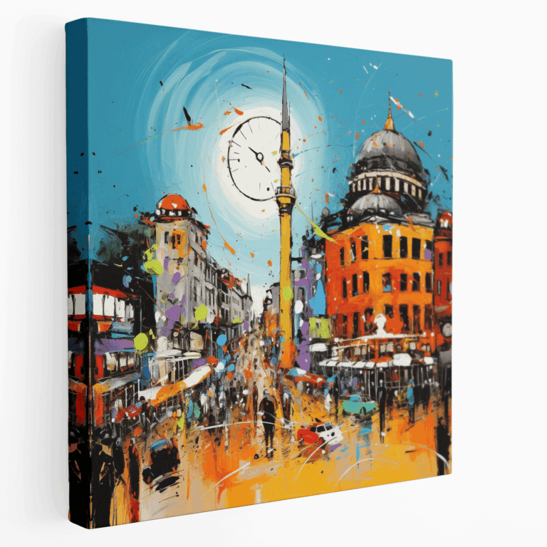 Expressionistic Canvas Painting of Istanbul's Taksim Square