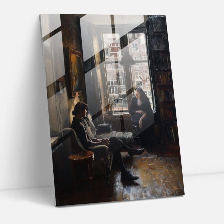 Johannes Vermeer Glass Wall Art - Quiet Moment In Living Room - Johannes Vermeer, Wall Decoration, Home Decoration, Glass Wall Art