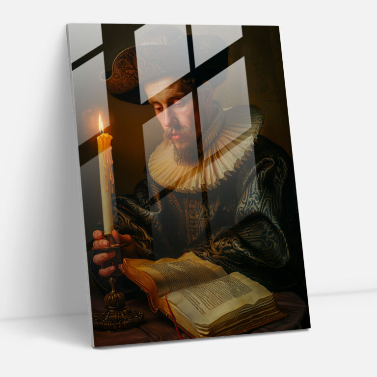 Johannes Vermeer Glass Wall Art - Gentleman Reading By Candlelight - Johannes Vermeer, Home Decoration, Glass Art, Johannes Vermeer