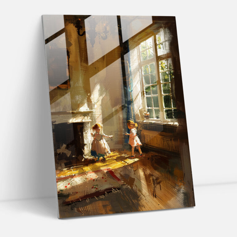 Johannes Vermeer Glass Print - Children Playing In Sunlit Room - Johannes Vermeer, Modern Art, Glass Print, Glass Art
