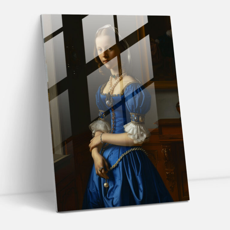 Johannes Vermeer Glass Print - Portrait Of A Young Woman - Johannes Vermeer, Johannes Vermeer, Glass Art, Glass Wall Art