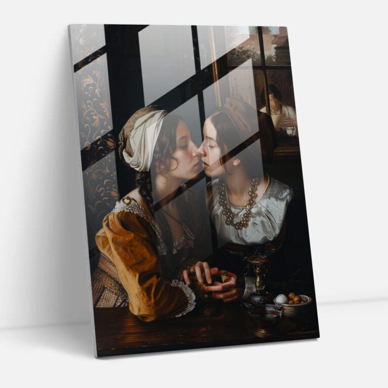 Johannes Vermeer Glass Print - Intimate Scene - Johannes Vermeer, Glass Art, Glass Print, Glass Wall Art