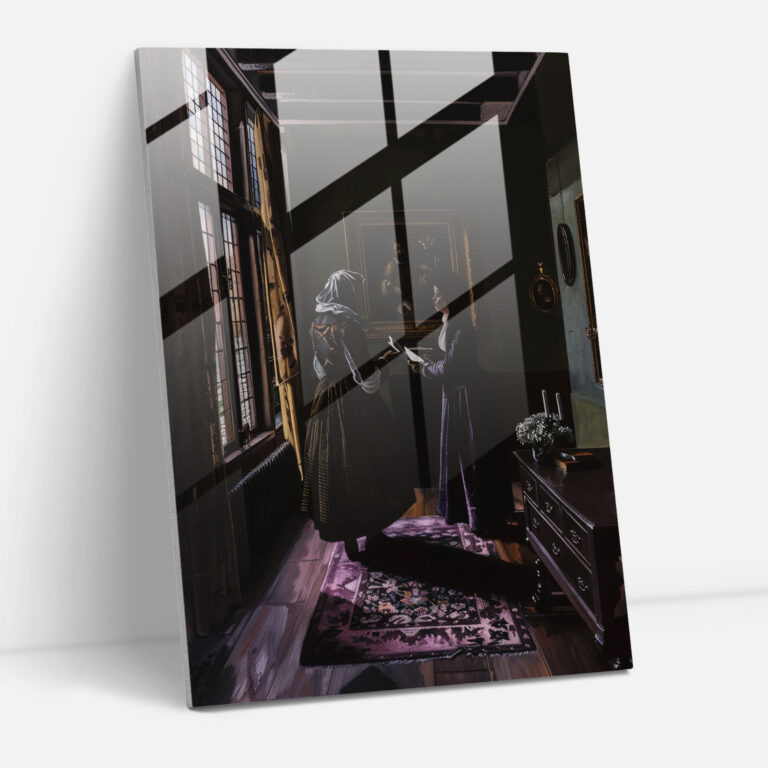 Johannes Vermeer Home Decoration - Gentleman And Lady Exchanging Letters - Johannes Vermeer, Wall Decoration, Modern Art, Glass Art