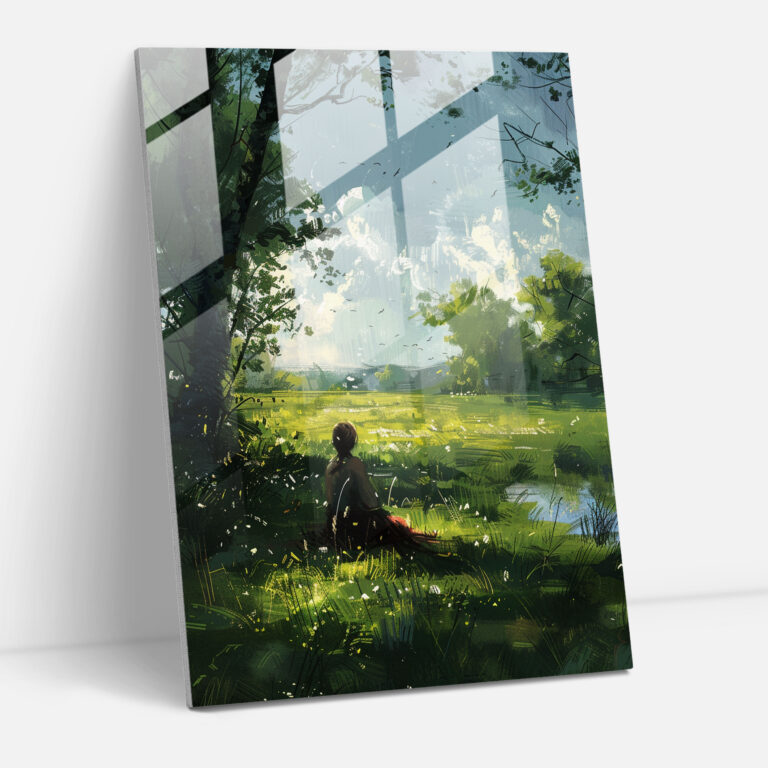 Johannes Vermeer Modern Art - Countryside Contemplation Glass Print - Johannes Vermeer, Glass Art, Glass Print, Glass Wall Art