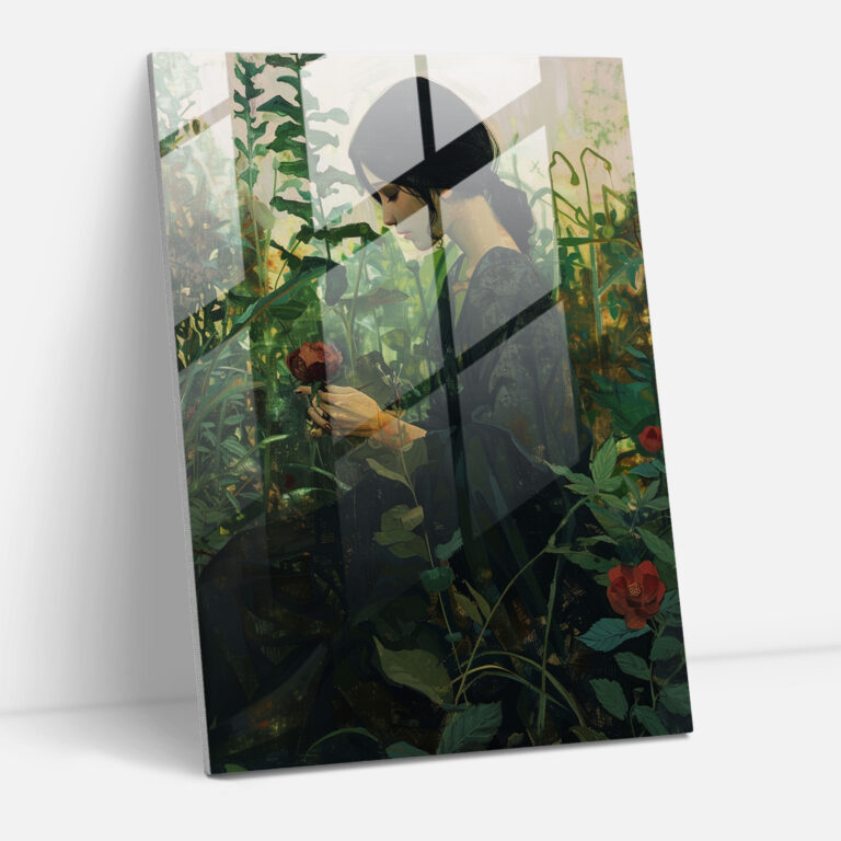 Johannes Vermeer Home Decoration - Garden Flower Glass Print - Johannes Vermeer, Glass Wall Art, Modern Art, Johannes Vermeer