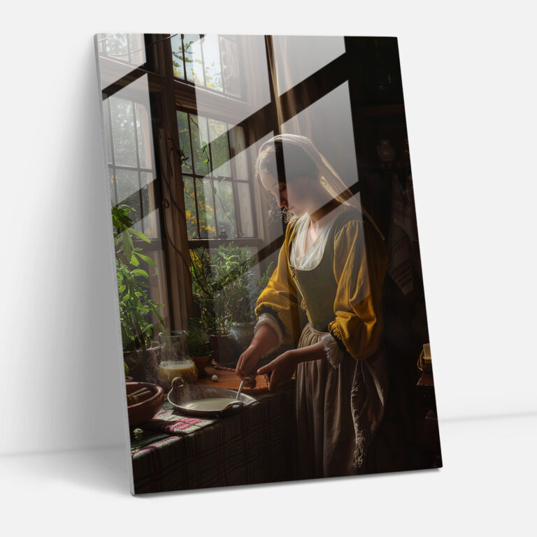 Johannes Vermeer Glass Wall Art - Woman Pouring Milk - Johannes Vermeer, Wall Decoration, Glass Print, Modern Art
