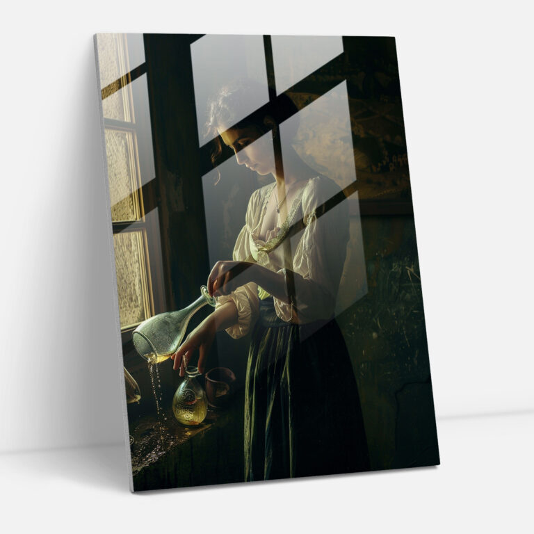 Johannes Vermeer Glass Art - Woman Pouring Wine - Johannes Vermeer, Home Decoration, Glass Art, Wall Decoration