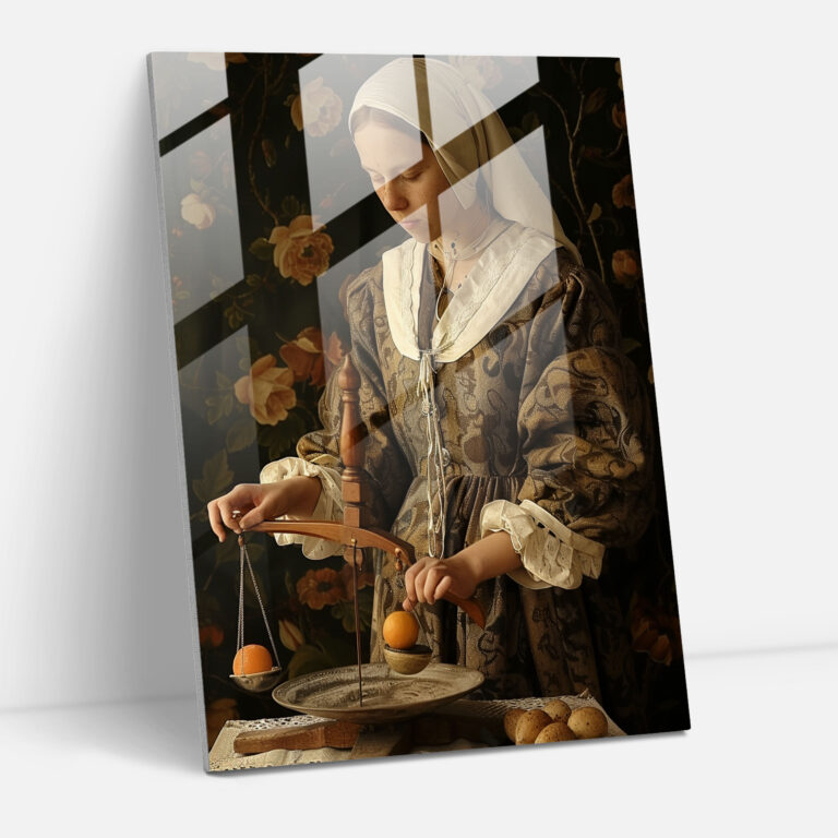 Johannes Vermeer Glass Wall Art - Woman With A Balance - Johannes Vermeer, Glass Wall Art, Wall Decoration, Glass Print