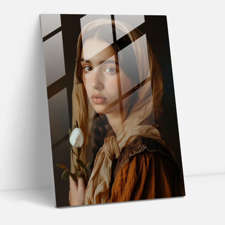 Johannes Vermeer Glass Wall Art - Serene Portrait - Johannes Vermeer, Wall Decoration, Modern Art, Glass Wall Art