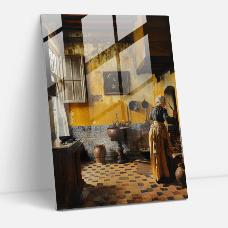 Johannes Vermeer Glass Wall Art - Captivating Domestic Setting - Johannes Vermeer, Glass Art, Home Decoration, Wall Decoration