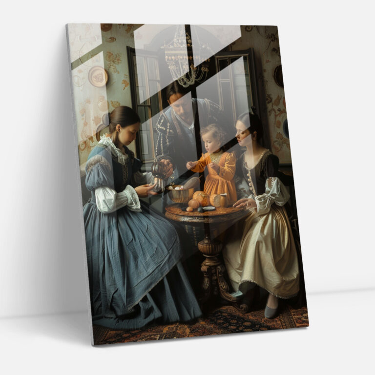Johannes Vermeer Glass Print - Harmonious Family Scene - Johannes Vermeer, Wall Decoration, Johannes Vermeer, Glass Art