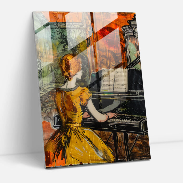 Johannes Vermeer Glass Art - Young Lady At The Piano - Johannes Vermeer, Glass Art, Glass Print, Johannes Vermeer