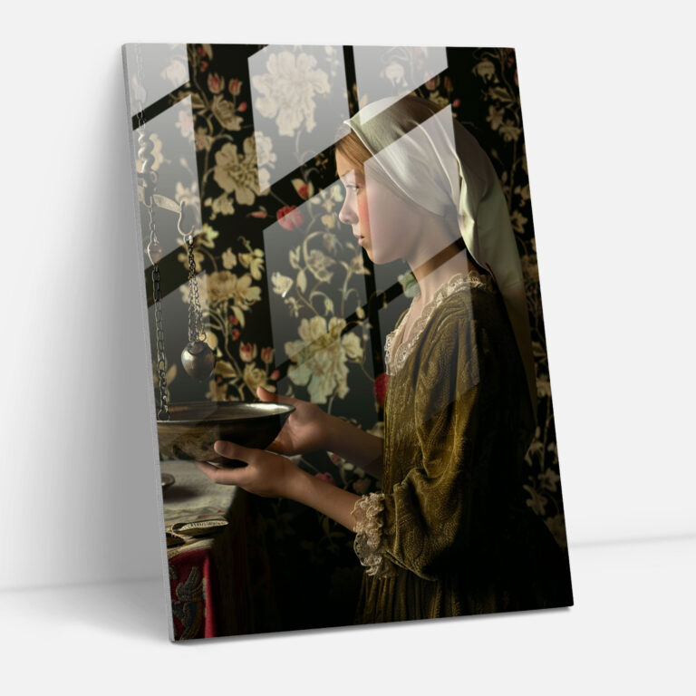 Johannes Vermeer Glass Art - Woman Holding A Balance - Johannes Vermeer, Glass Print, Modern Art, Johannes Vermeer