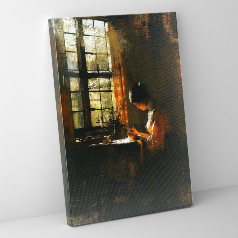Johannes Vermeer Woman Sewing Canvas Print - Johannes Vermeer, Canvas Wall Art, Wall Art, Wall Decoration