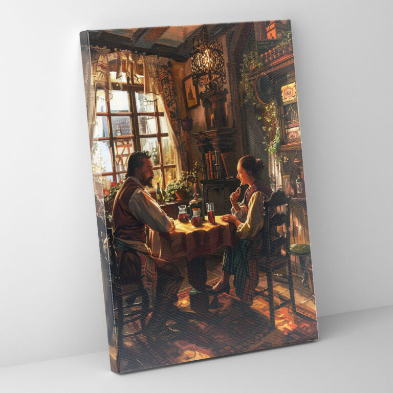 Intimate Setting Couple Conversation Wall Art - Johannes Vermeer, Canvas, Canvas Print, Johannes Vermeer