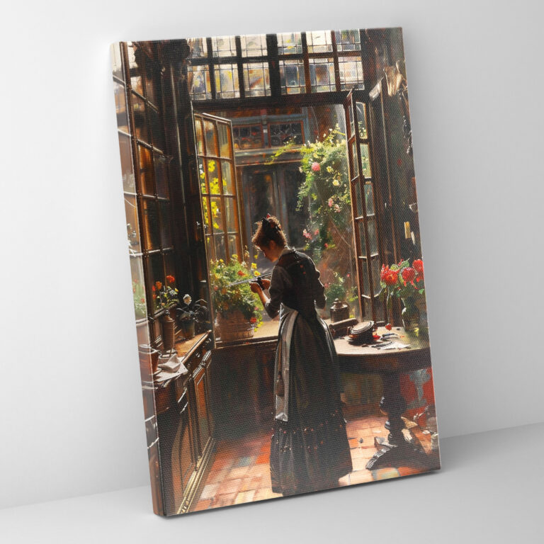 Johannes Vermeer Woman Sewing Canvas Print - Johannes Vermeer, Home Decoration, Wall Art, Wall Decoration