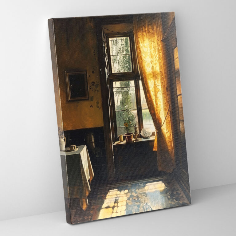 Johannes Vermeer Peaceful Domestic Interior Canvas Print - Johannes Vermeer, Wall Art, Canvas, Johannes Vermeer
