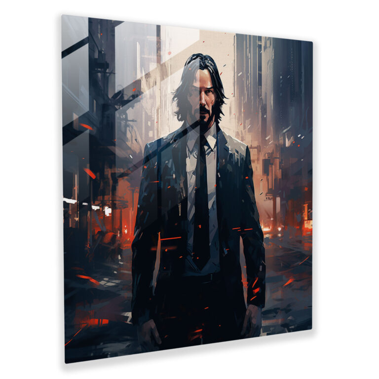 John Wick Futuristic Digital Painting Glass Print - John Wick, Glass Wall Art, Modern Art, Wall Decoration