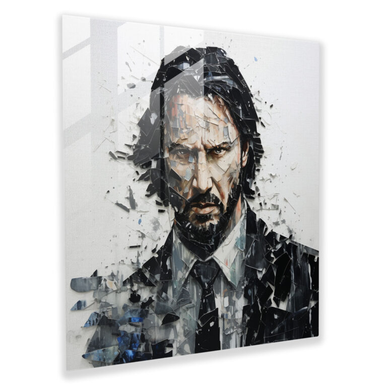 Contemporary John Wick Glass Print - John Wick, John Wick, Mixed Media Artwork, Home Decoration