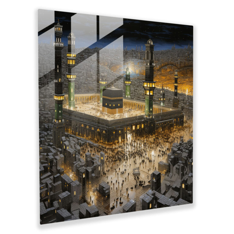 Kaaba Mosaic Glass Print - Kaaba, Vibrant Colors, Glass Art, Glass Wall Art