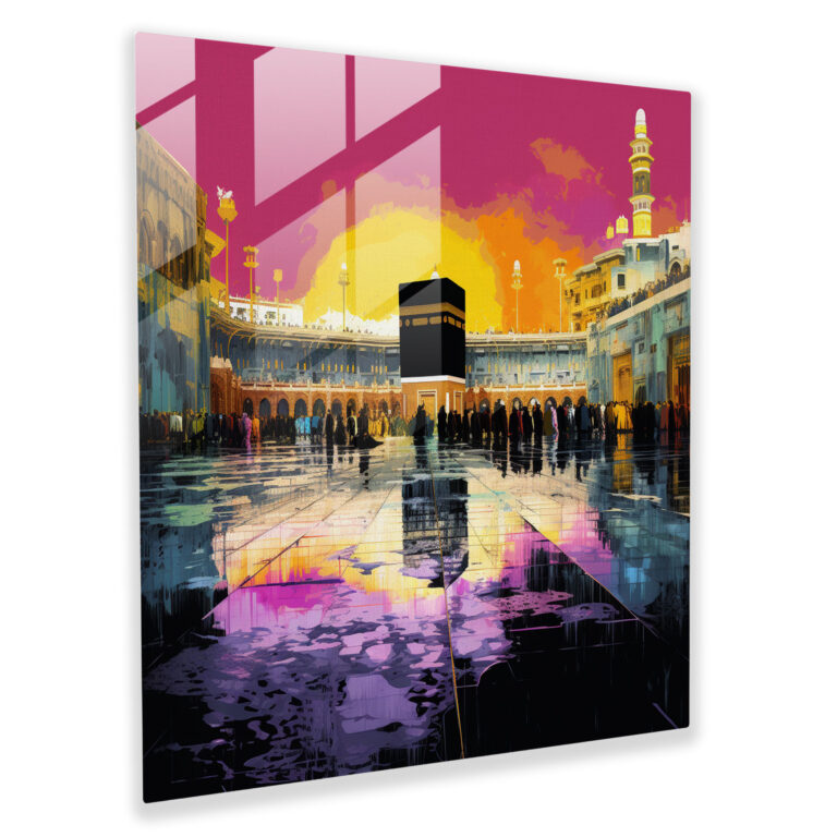 Kaaba Pop Art Glass Print - Kaaba, Kaaba, Glass Art, Wall Decoration