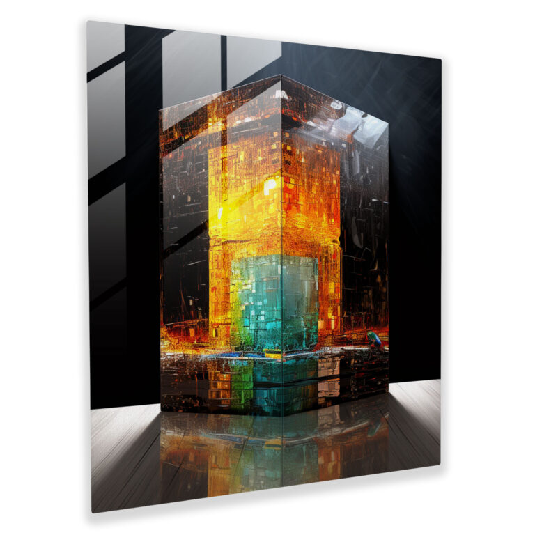Modern Twist Kaaba Glass Print - Kaaba, Modern Art, Glass Print, Glass Wall Art