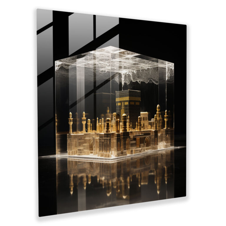 Immersive Kaaba 3D Glass Print - Kaaba, Glass Print, Visual Immersion, Glass Wall Art