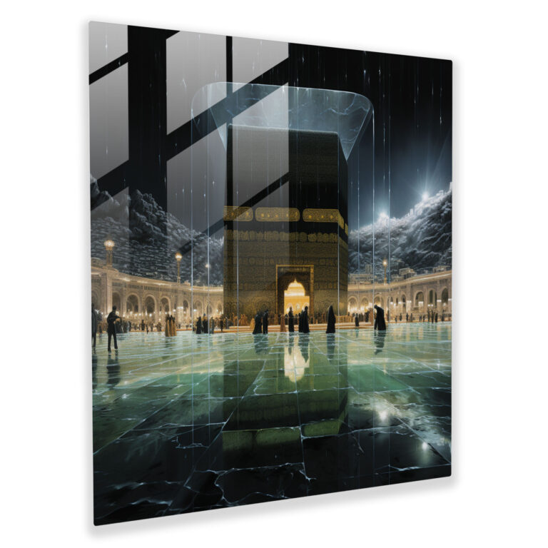 Harmony Kaaba Nature-Inspired Glass Print - Kaaba, Glass Art, Wall Decoration, Glass Print