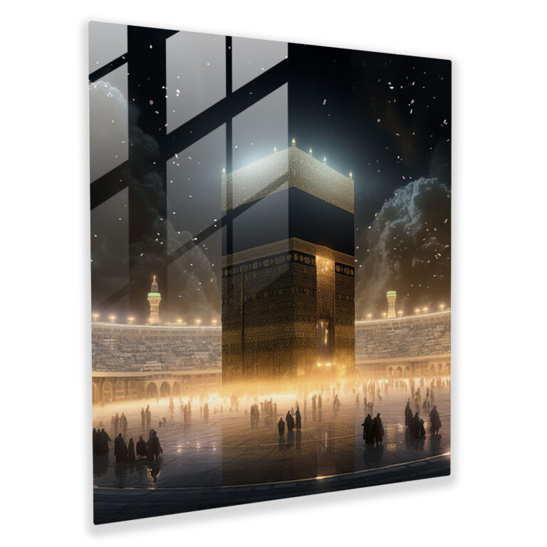 Celestial Kaaba Glass Print - Kaaba, Celestial Elements, Glass Print, Modern Art