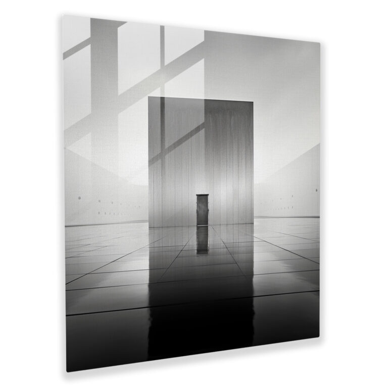 Kaaba Minimalist Glass Print - Kaaba, Wall Decoration, Black And White Photograph, Minimalist