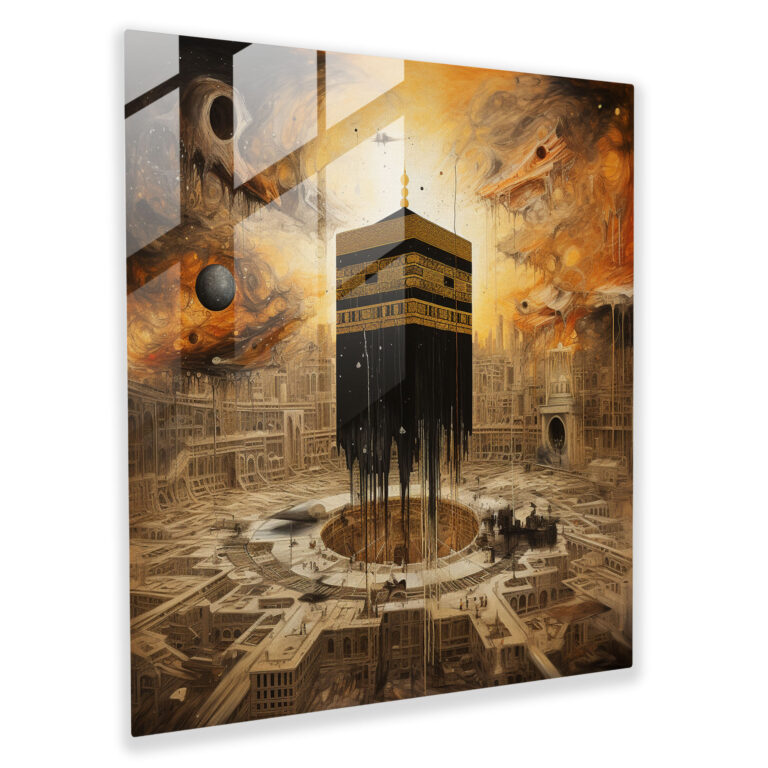 Kaaba Surreal Glass Print - Kaaba, Captivating Visual Narrative, Glass Wall Art, Modern Art
