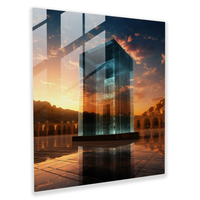 Kaaba Sunset Glass Print - Kaaba, Glass Art, Modern Art, Sacred Site