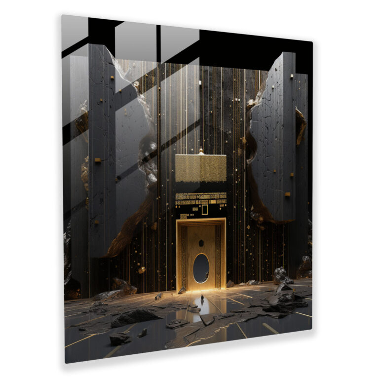 Kaaba Contemporary Fusion Glass Print - Kaaba, Glass Art, Traditional, Modern Art
