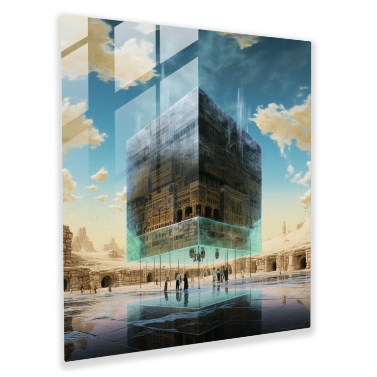 Kaaba Surreal Glass Print - Kaaba, Home Decoration, Wall Decoration, Imaginative