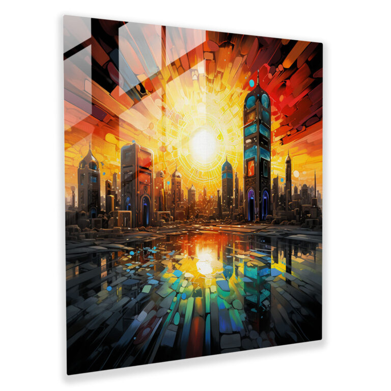 Kaaba Geometric Glass Print - Kaaba, Glass Wall Art, Abstract, Glass Art