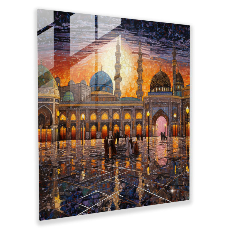 Colorful Kaaba Mosaic Glass Print - Kaaba, Colorful, Wall Decoration, Modern Art