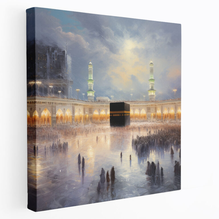 Kaaba Impressionist Canvas Print - Kaaba, Canvas Wall Art, Brushstrokes, Wall Decoration