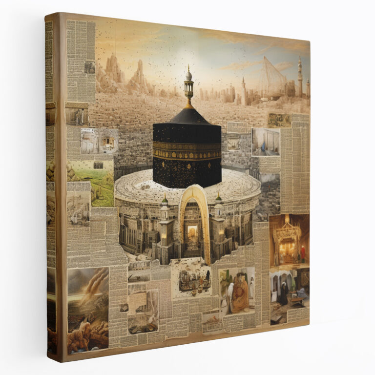 Kaaba Scripture Collage Canvas Print - Kaaba, Religious Scriptures, Home Decoration, Kaaba