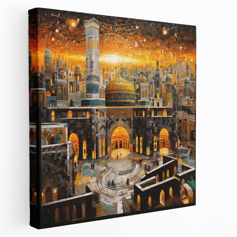 Kaaba Mosaic Canvas Print - Kaaba, Wall Decoration, Cultural, Mosaic Artwork