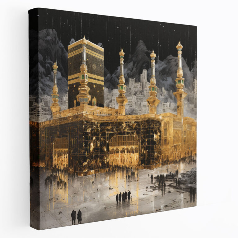 Kaaba Metallic Foil Wall Art - Kaaba, Golden Facade, Canvas Print, Metallic Foil Artwork