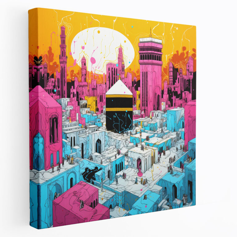 Kaaba Pop Art Canvas Print - Kaaba, Home Decoration, Pop Art-Inspired Print, Vibrant Colors