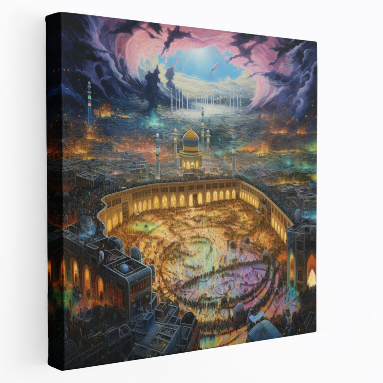 Kaaba Canvas Print - Vibrant And Colorful Painting - Kaaba, Vibrant, Painting, Canvas Wall Art