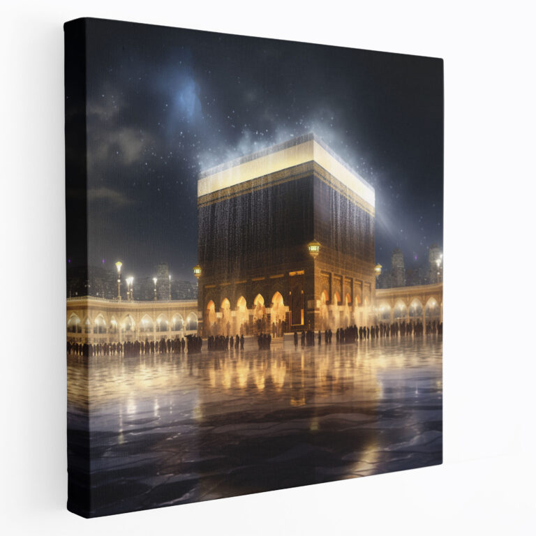 Kaaba Canvas Print - Photorealistic Digital Image - Kaaba, Canvas, Night, Canvas Wall Art