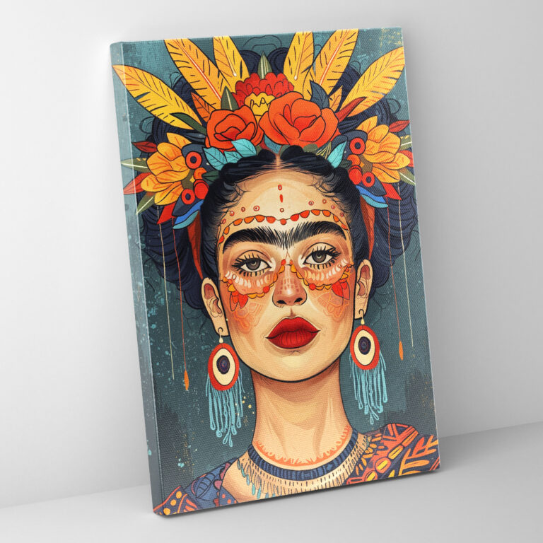 Indigenous Frida Kahlo Style Wall Art - Frida Kahlo, Canvas, Canvas Wall Art, Wall Decoration