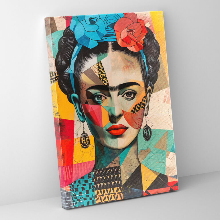 Frida Kahlo Style Geometric Canvas Print - Frida Kahlo, Wall Art, Home Decoration, Frida Kahlo Style