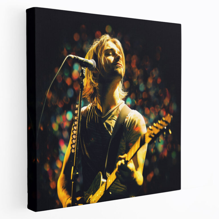 Kurt Cobain Live Performance Glass Print - Kurt Cobain, Live Performance, Glass Print, Wall Decoration