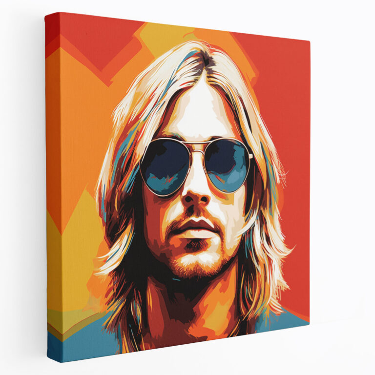 Kurt Cobain Retro Sunglasses Glass Print - Kurt Cobain, Home Decoration, Glass Print, Vintage-Inspired
